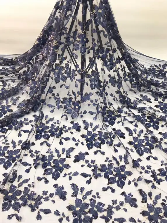 Вышитая сетчатая ткань с бусинами супер качеством Sat-7 3502 африканская Тюлевая