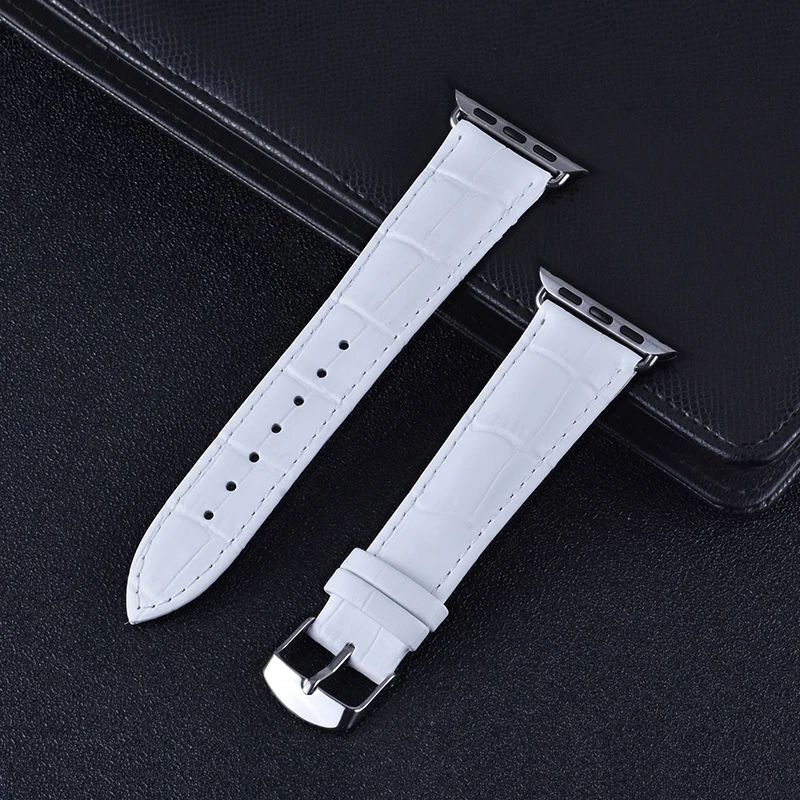 Белый Ремешок Mling из натуральной кожи для Apple Watch Band 3 2 1 38 мм 42 мм сменный ремешок для iWatch 4 40 мм 44 мм браслет для наручных часов - Цвет ремешка: Белый