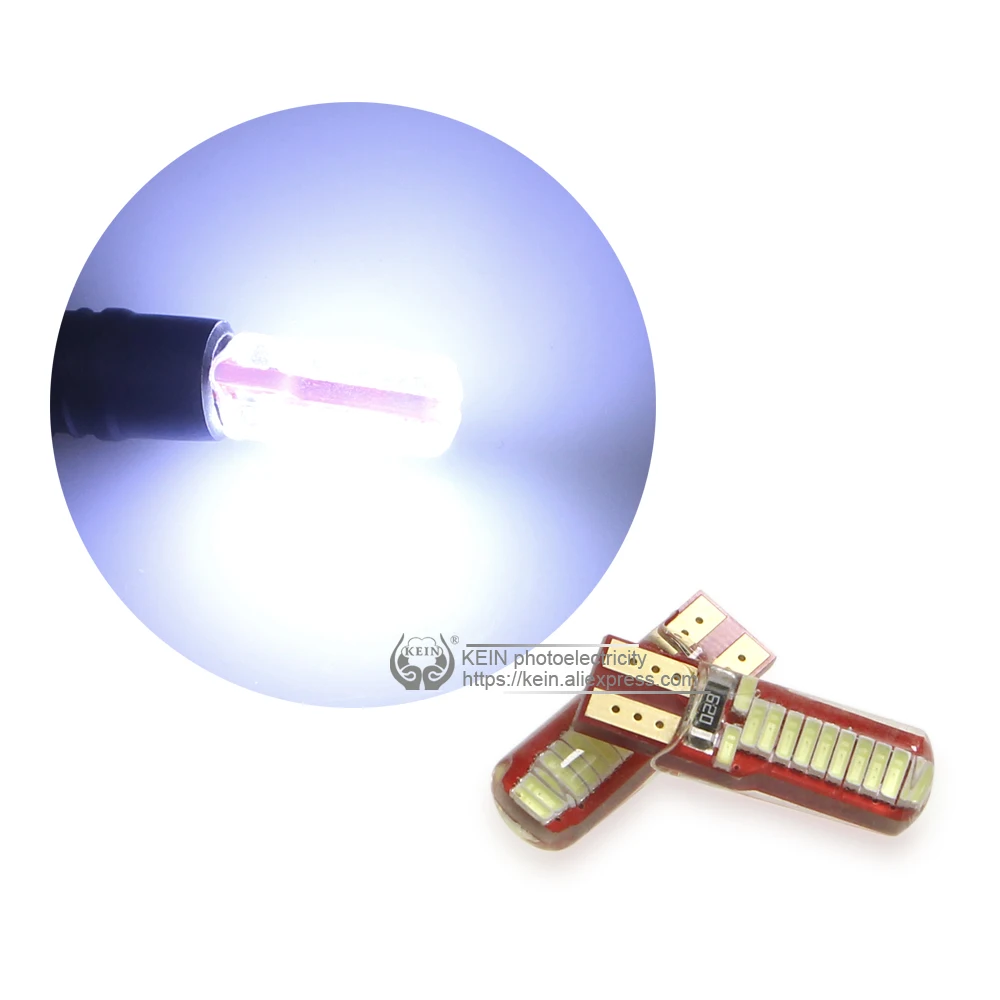KEIN 100 шт. силиконовый 24smd 4014 холодный белый Светодиодный T10 W5W 194 501 168 автомобильный