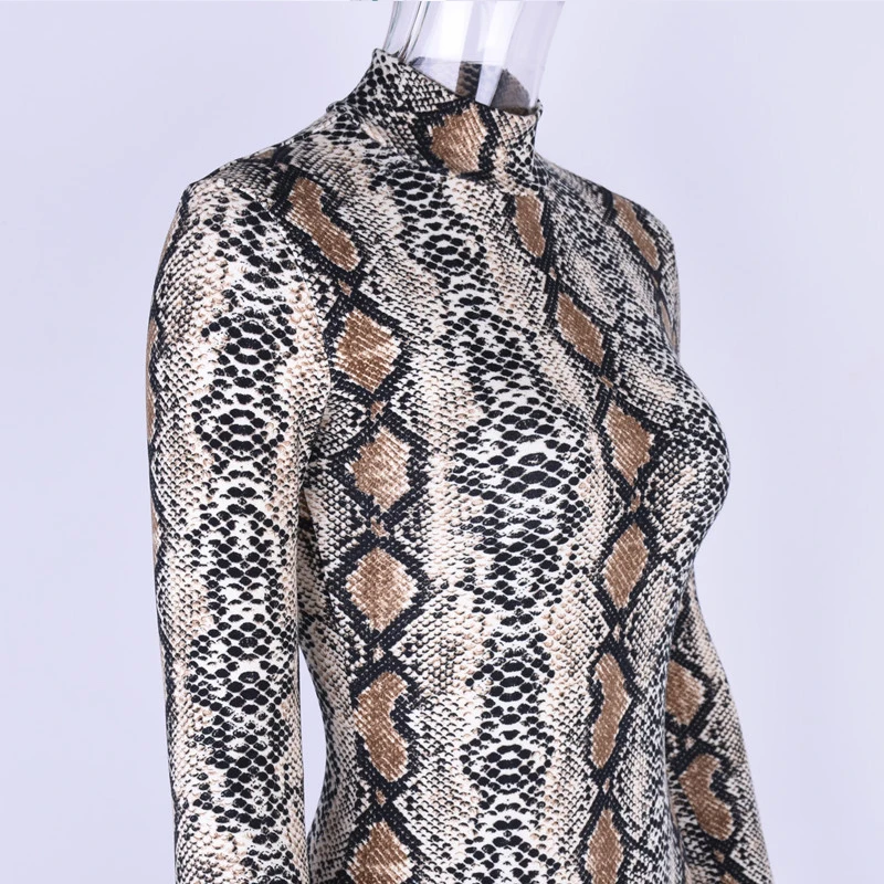 Articat мода змея печати боди Для Женщин Осенние Топы с длинным рукавом Bodycon комбинезон Для женщин s комбинезон вечерние Club комбинезон Комбинезоны