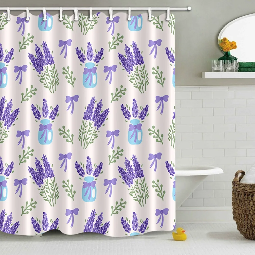 LB фиолетовая Лавандовая Цветочная ваза Сказочная занавеска для душа ванной