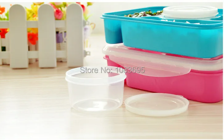 1 pcs 4 compartment lunch box bento lancheira plastic scoop pratos container for food | Дом и сад