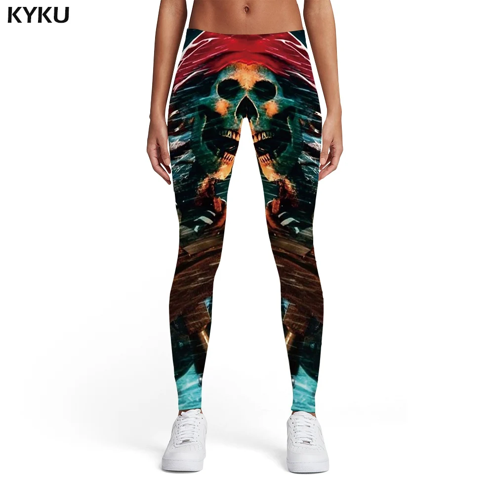 Ladies leggings10 Бренд KYKU, леггинсы с черепами, женские штаны с принтом скелета, штаны с 3d принтом, черные женские военные эластичные женские леггинсы, штаны - Цвет: Ladies leggings10