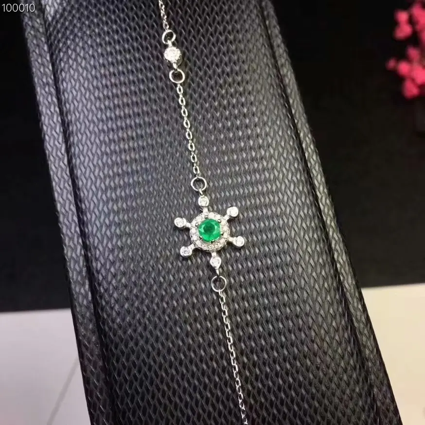 Natural emerald bracelet 925 sterling silver Fashion style Emerald Precious stones | Украшения и аксессуары