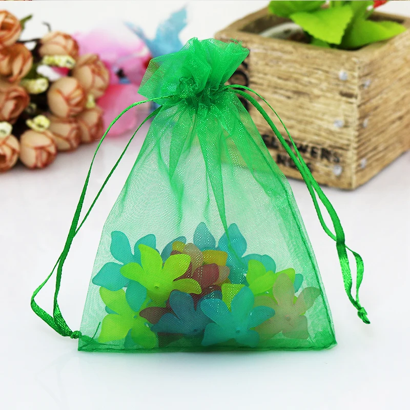 

500pcs/lot Green Organza Bag 13x18cm Wedding Favor Jewelry Candy Gifts Packaging Bags Cute Organza Pouches Drawstring Gift Bag