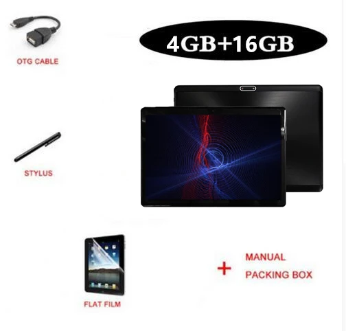 A Ram 4GB Rom 16GB Android 9,0 tablet PC 3g tattle Восьмиядерный супер таблетки Оперативная память 4 Гб Встроенная память 32 ГБ, 64 ГБ и 128 ГБ bluetooth, Wi-Fi gps 10,1 tablet ips 10' - Комплект: A Ram 4GB Rom 16GB