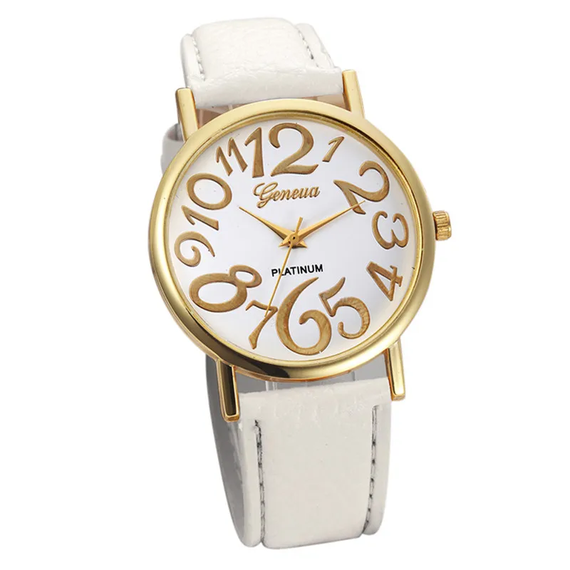 Новинка 2018 модные простые женские кварцевые часы с кожаным браслетом и цифрой