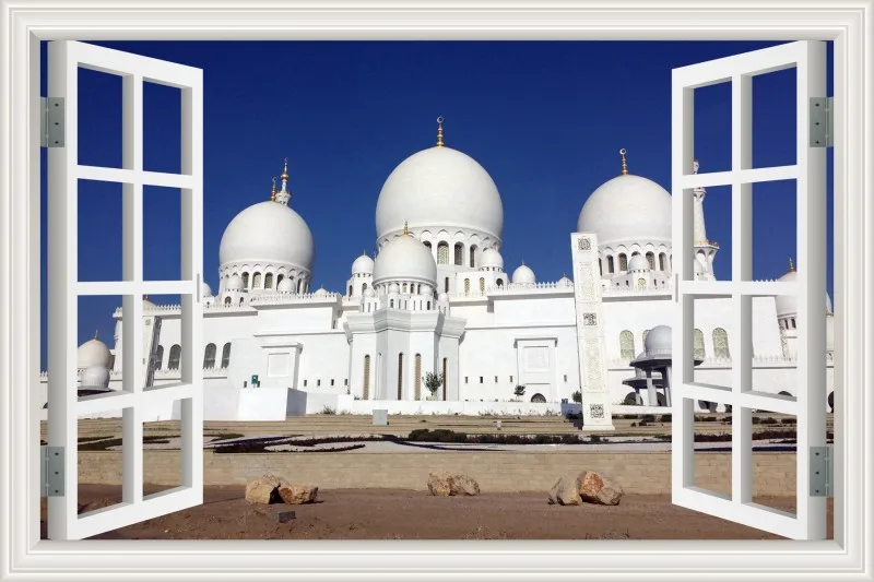 3d обои настенные наклейки с росписью Masjid Ислам Мусульманские настенные наклейки строительство вид окна домашний Декор виниловые наклейки для стен - Цвет: 20