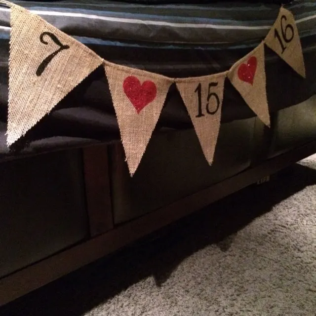 2016 Бесплатная доставка сохранение даты обруч из мешковины свадебные знаки для