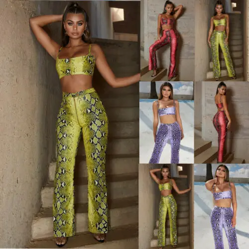 Женский комплект одежды с принтом под змеиную кожу облегающий Топ без рукавов