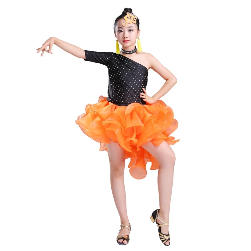 

Newest Unequal Girls Latin Dance Dress Children Fancy Dress Kids Ballroom Dance Wear Salsa Tango Rumba Samba Costume 110-160