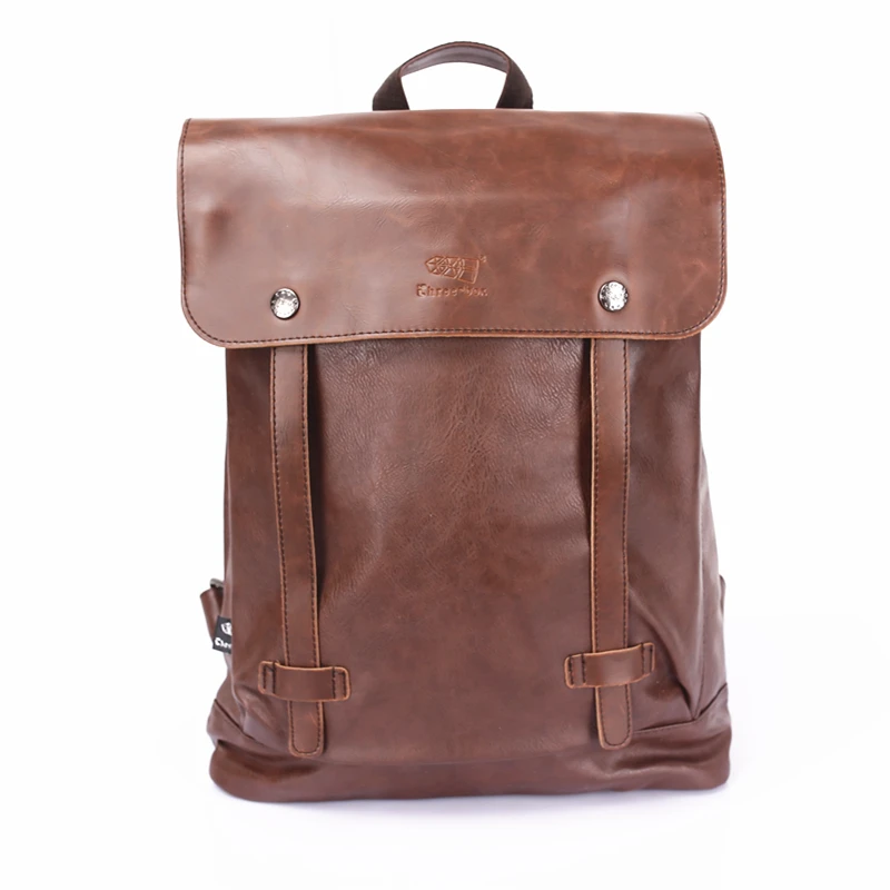Three-Box Original Men Backpacks PU Leather Male School Laege Laptop Bag Solid Vintage Teenager Travel Business Backpack 2332 | Багаж и