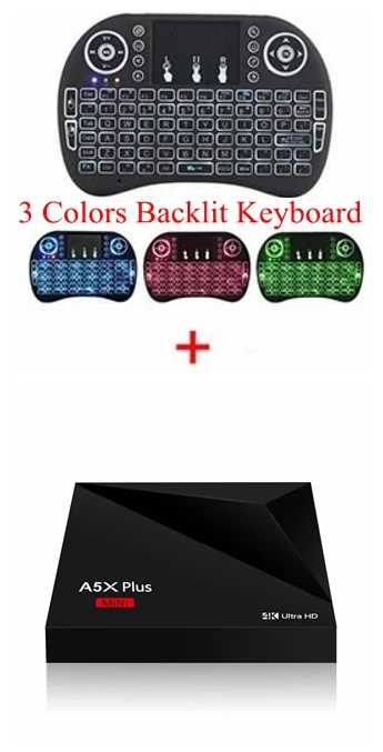 Add I8 Backlit Keybo 10 шт. Android 9,0 Смарт ТВ коробка A5X плюс мини RK3328 4 ядра 2 ГБ/16 GB 2,4G WI-FI USB 3,0 HD2.0a HDR10 4 K VP9 Media Player - Цвет: Add I8 Backlit Keybo