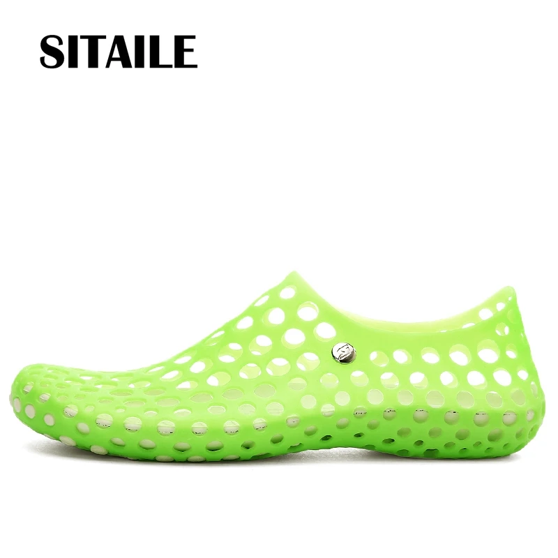 SITAILE 2017 Лучшие Продажи Марка Повседневная Пляжные Тапочки Твердые Slip On PVC Удобные