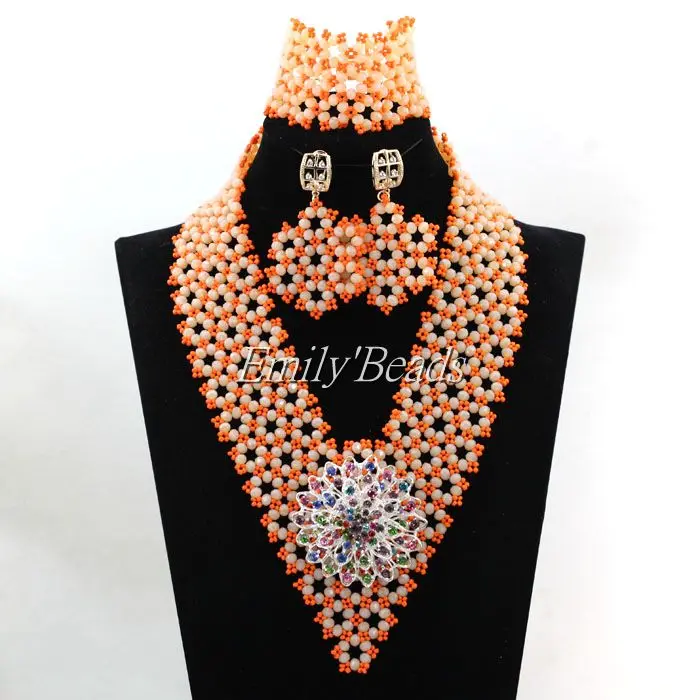 Блестящий нигерийский традиционный свадебный Африканский бисер ювелирный набор