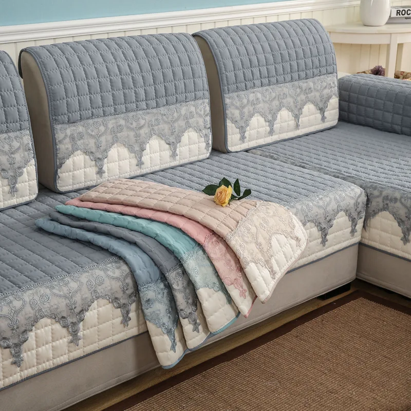 Современный тканевый кружевной чехол для дивана с вышивкой хлопковое