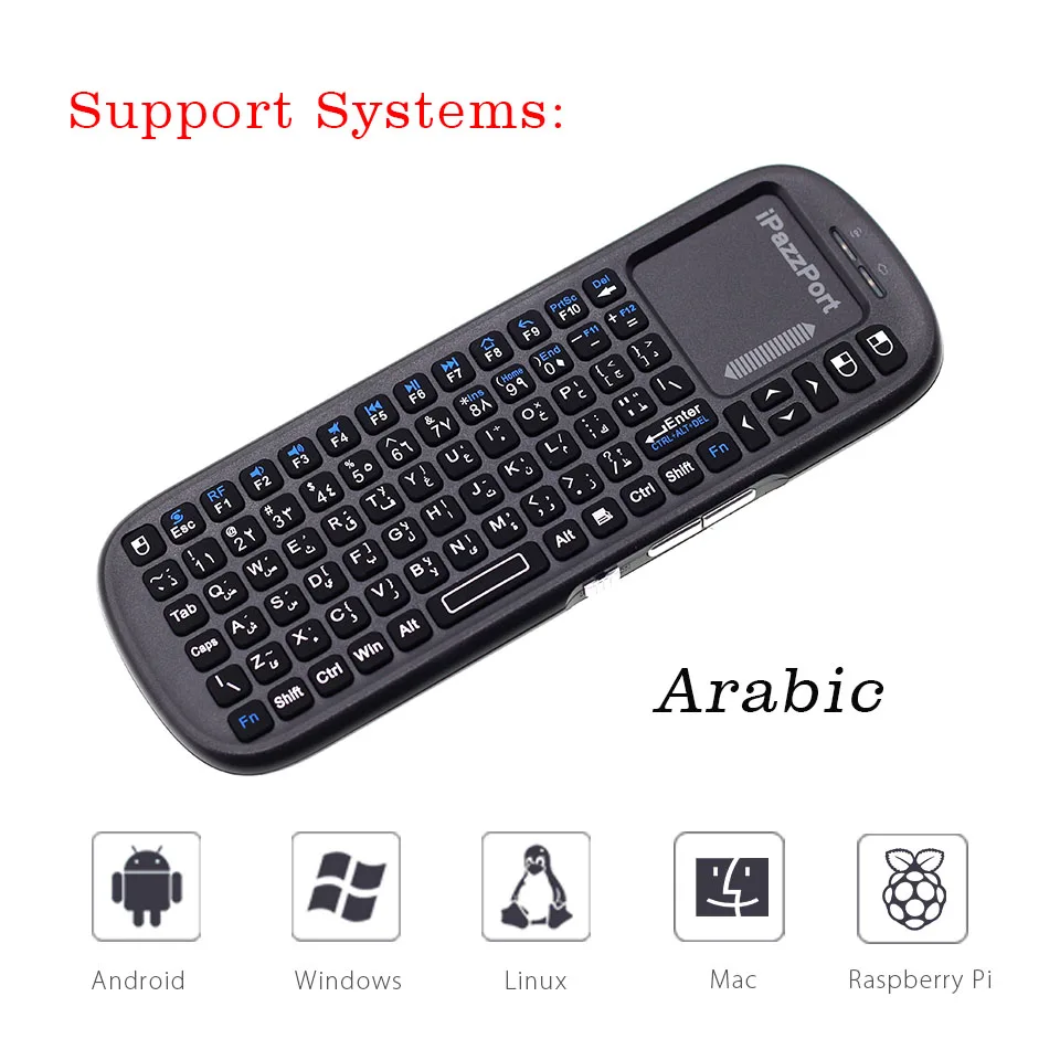Оригинальная iPazzPort 19 s арабская клавиатура 2 4G мини беспроводная Air mouse с тачпадом