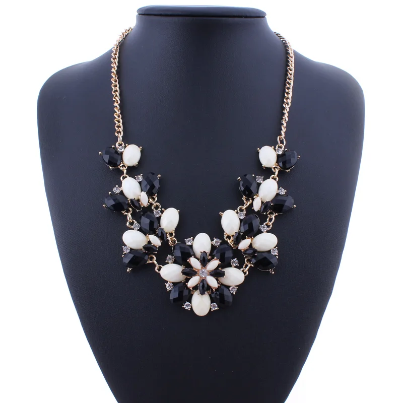 Seblasy Retro Ethnic Acrylic Stone Crystal Flower Maxi Temperament Collar Choker Necklaces &amp Pendants Women Statement Jewelry | Украшения