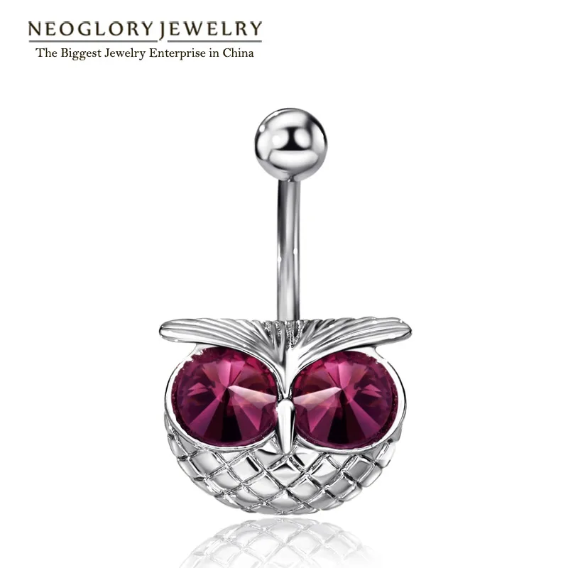 Кольцо Neoglory в виде совы Стразы для пирсинга пупка женщин модное пляжное