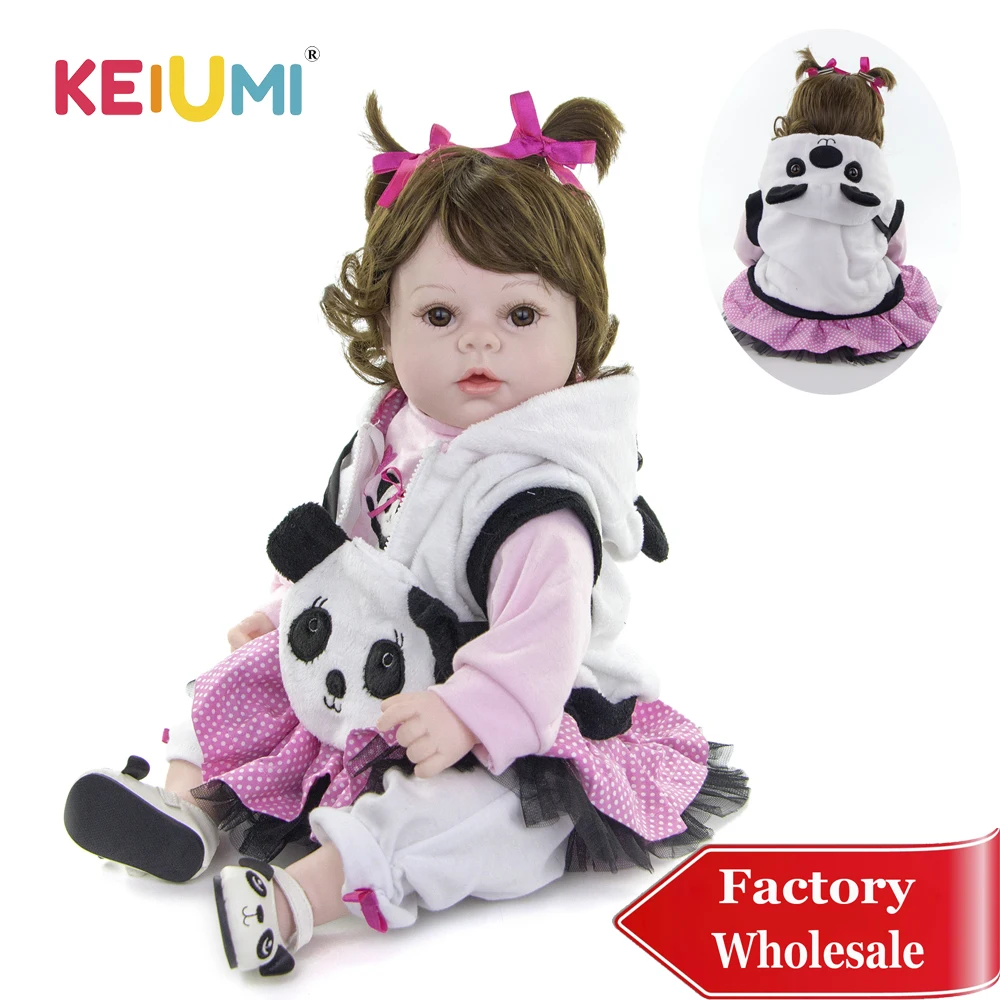 

KEIUMI 20 ''Косплей панда Девочка силиконовая кукла новорожденный малыш мягкие полипропиленовые хлопковые куклы Новорожденные для подарка на д...