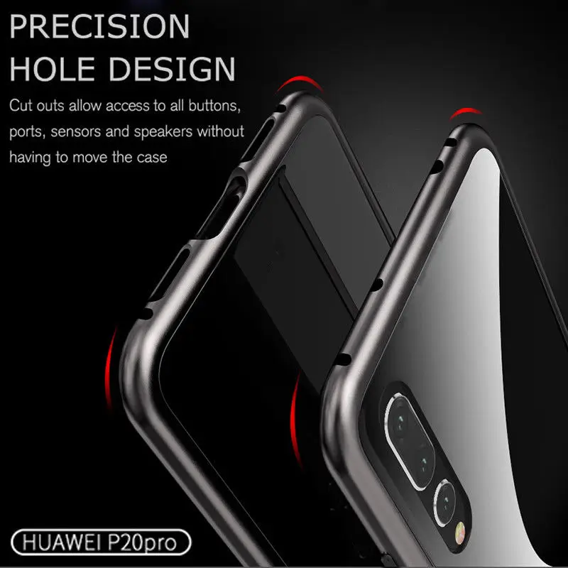 Магнитный металлический жесткий чехол для huawei P20 mate 10 Lite P10 Plus mate 20 mate 10 Pro X Honor 10 Lite V10 прозрачный чехол из закаленного стекла