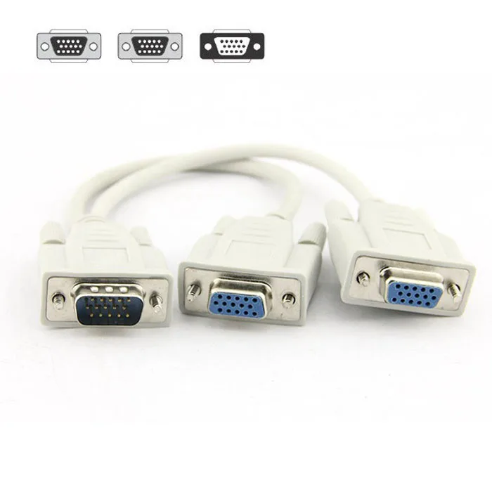 Новинка от 1 до 2 Мониторы VGA и SVGA Y сплиттер компьютерный кабель 15 Pin для ПК