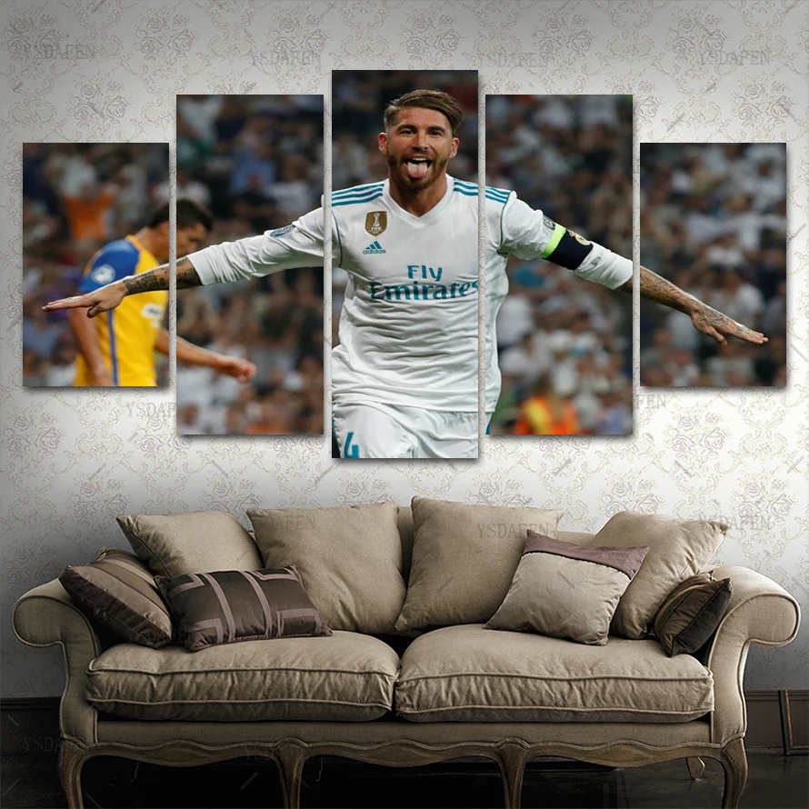 Прямая поставка HD 5 Панель Холст Искусство богатый и Messi картина с пантерой горный