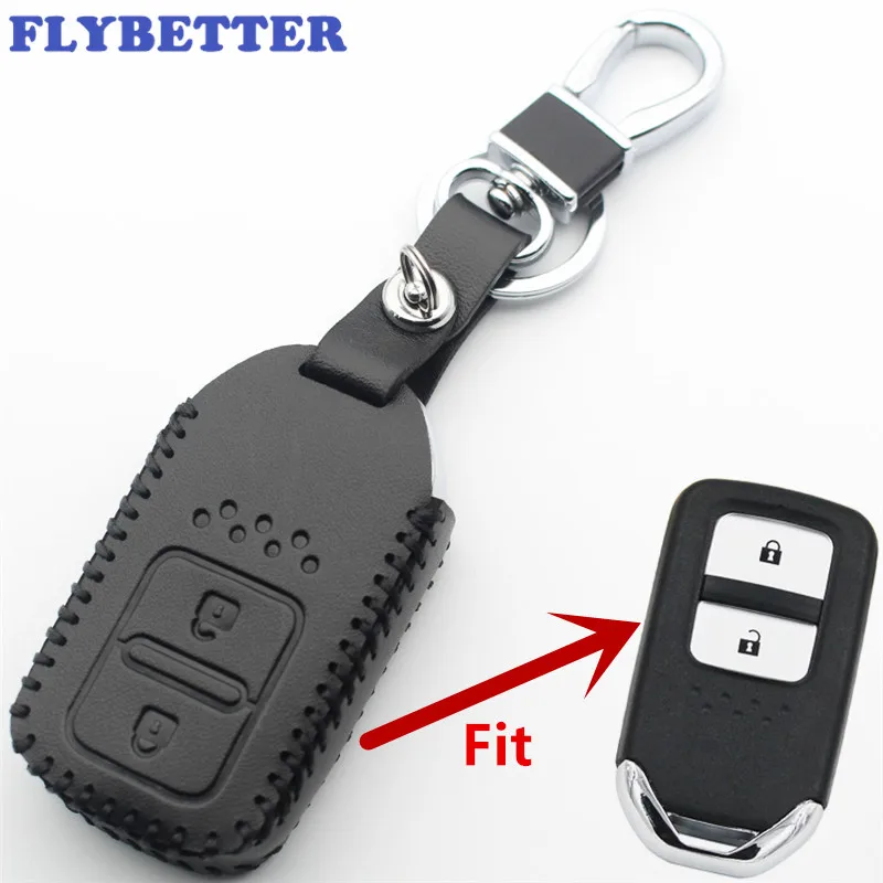 Чехол FLYBETTER из натуральной кожи с 2 кнопками и безключевым ключом для Honda