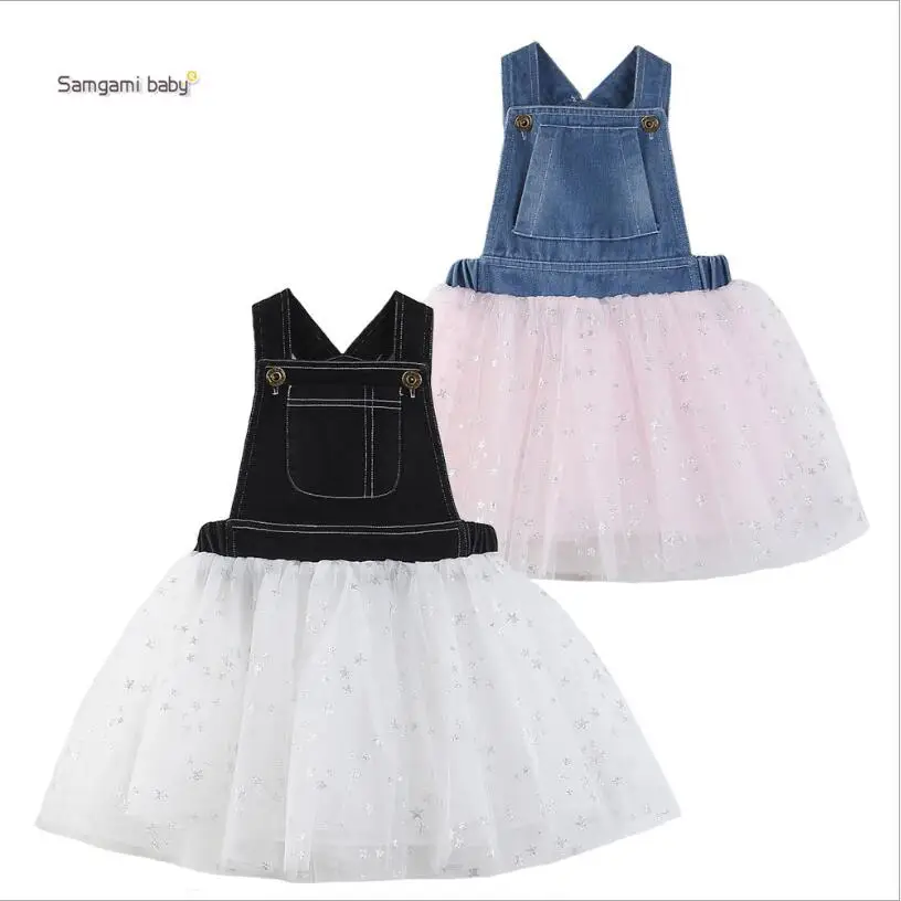 2019 денима для маленьких девочек кружевное платье-пачка детское платье Джинсы с