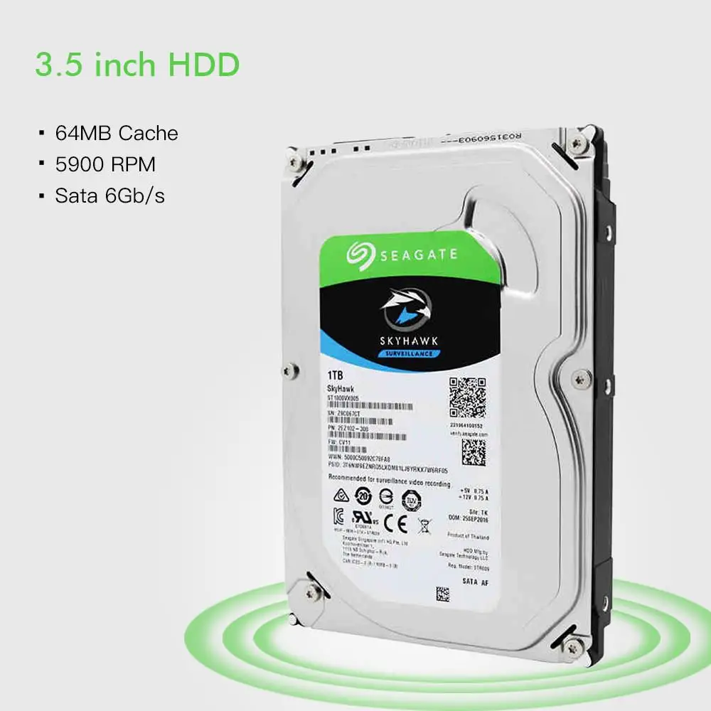 Seagate SkyHawk ST1000VX005 1 ТБ наблюдения специализированный HDD SATA 6 ГБ/сек. 5900 об/мин 3 5