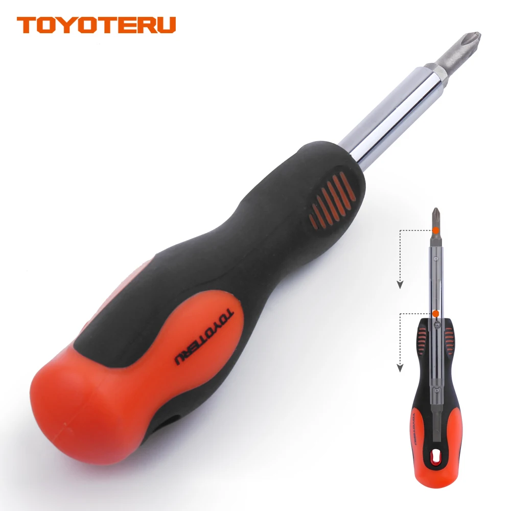 Набор отверток TOYOTERU 6 в 1 с быстрой сменой, шлицевая 3/1", 9/32" Phillips#1,#2, отвертка 1/", 5/16", многофункциональная отвертка