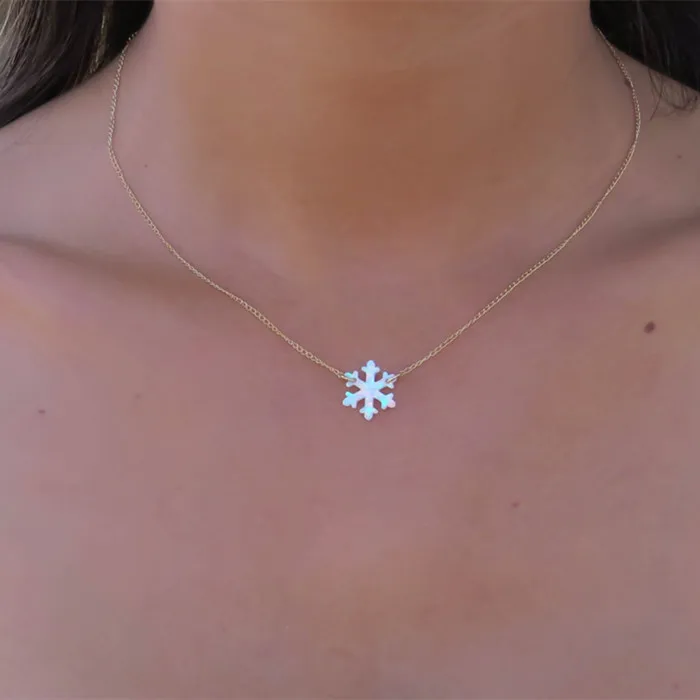 (1 шт./лот) модное ожерелье в виде снежинок с огненным опалом OP17 белое серебряной