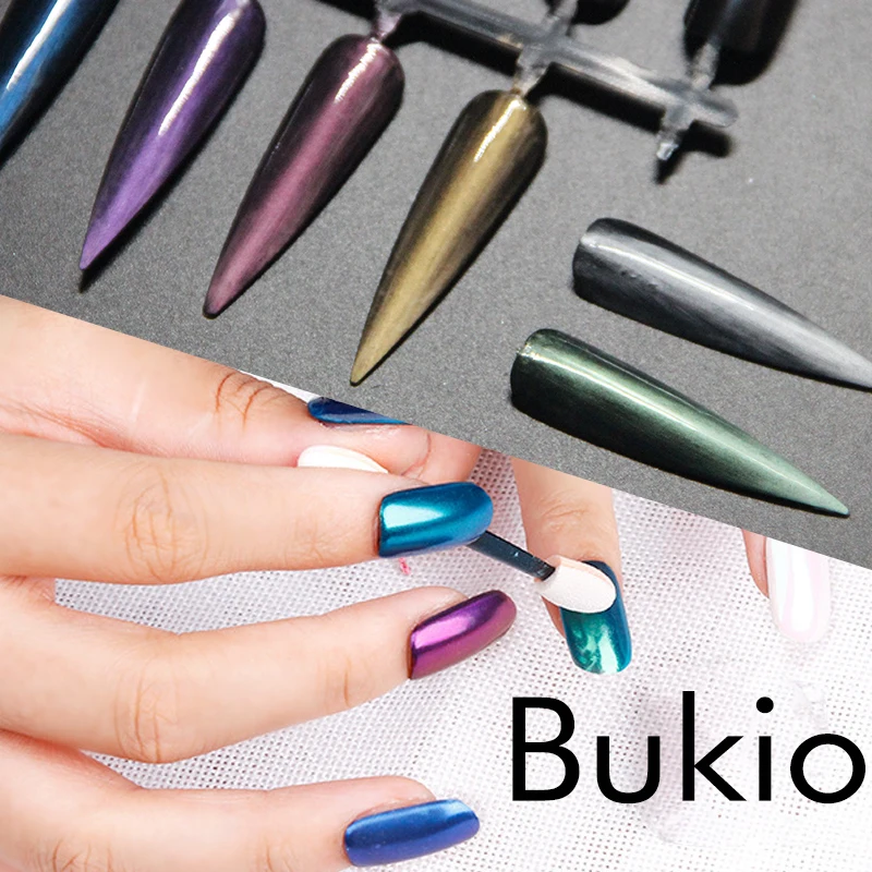 Голографический Блестящий Порошок для ногтей Bukio идеальный сверкающие хромовые