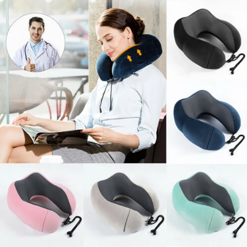 U-образная подушка из пены памяти для путешествий дома шеи мягкая самолета