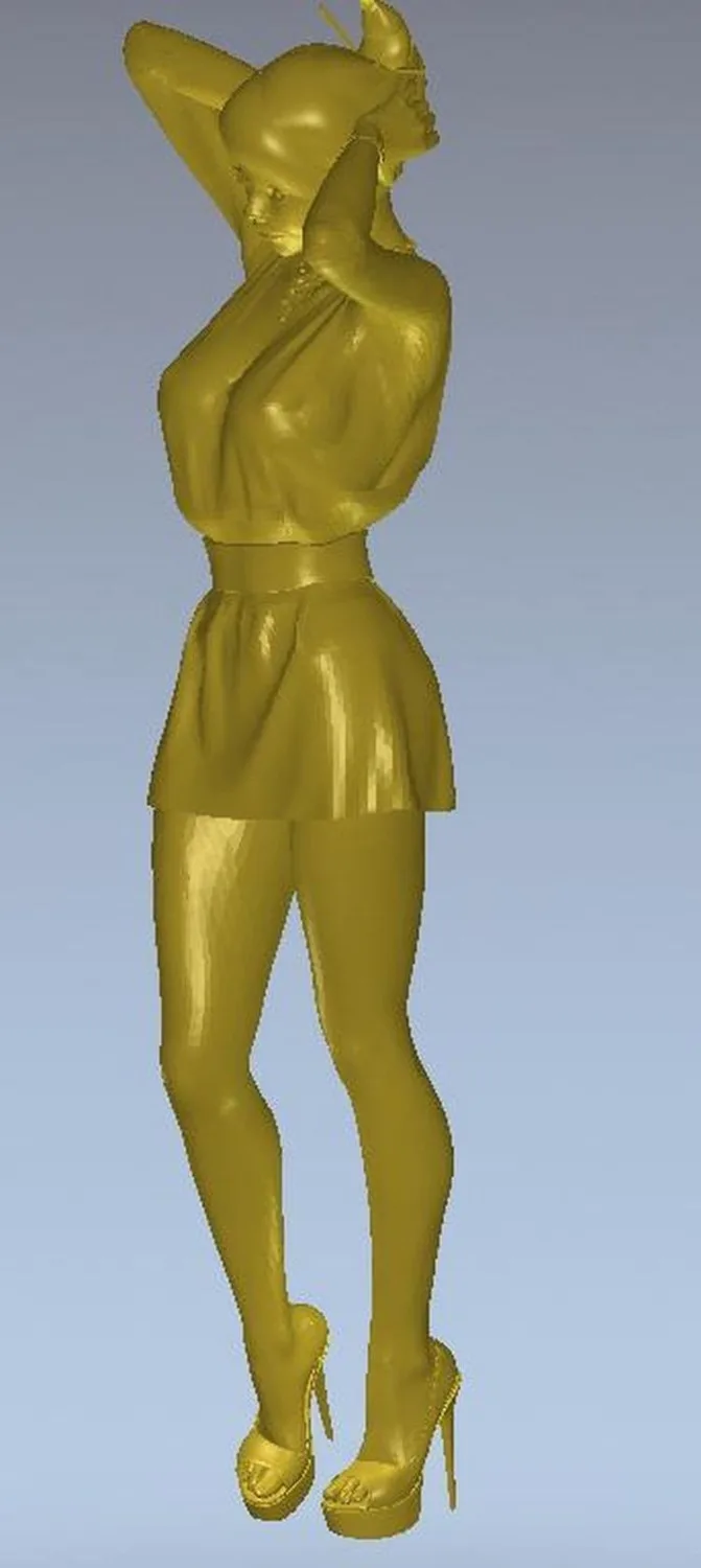 3d модель рельеф для ЧПУ или 3D принтеров в формате STL девочек коротком платье|3d model