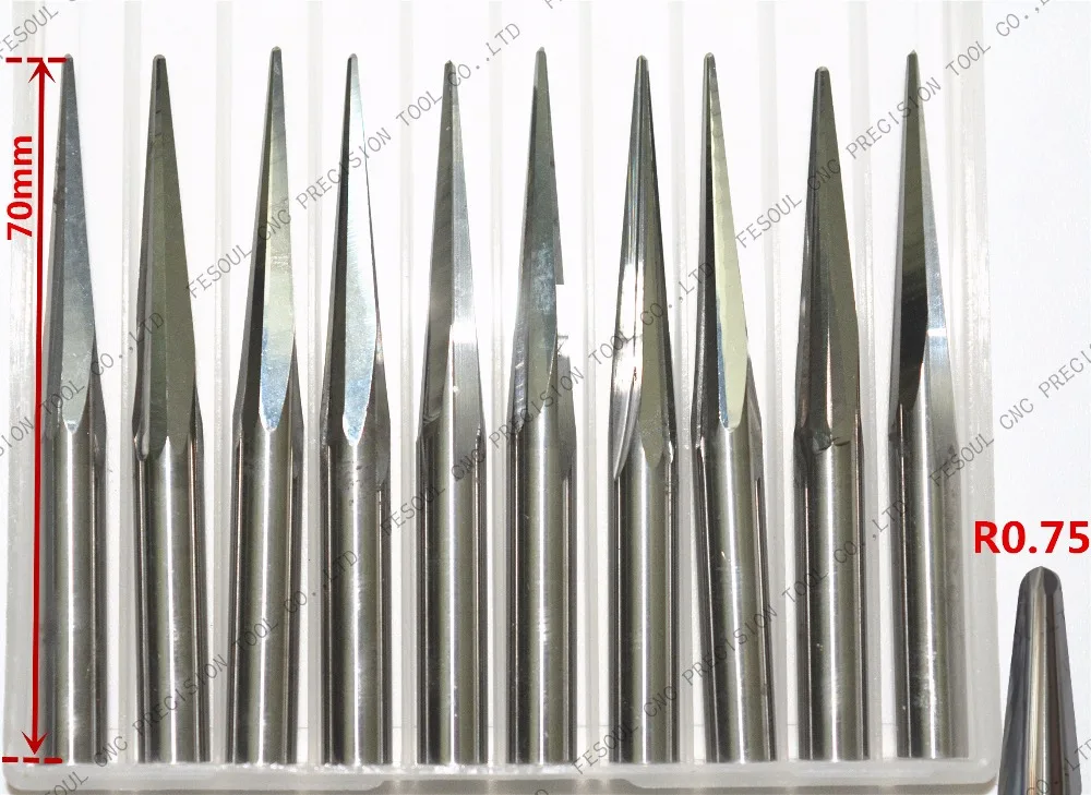 6 мм * R0.75 70Л 10 шт. бесплатная доставка конусная шаровая Концевая фреза с ЧПУ