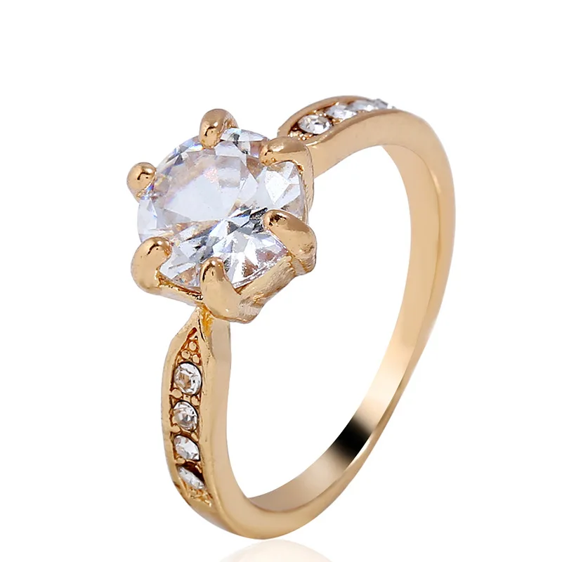 Женские кольца со стразами золотое розовое серебряное из сплава обручальные |