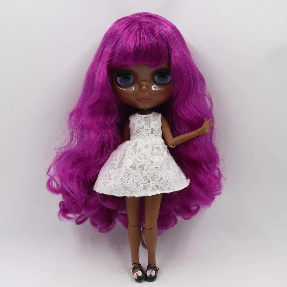 Кукла ледяная DBS Blyth супер черная кожа тон фиолетовый волос сустав тело 1/6 bjd 30 см