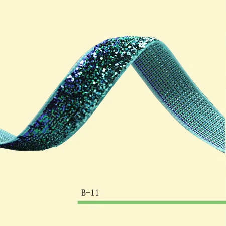 Эластичная Пастельная зеленая металлическая бархатная лента Блестящая 3/8