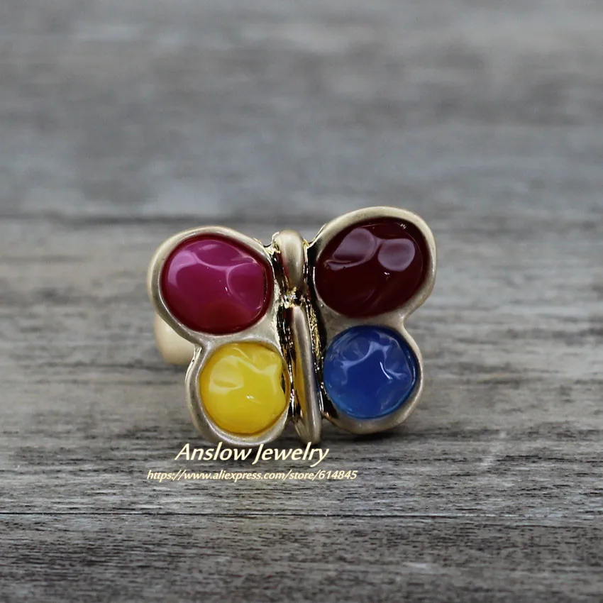 Женское кольцо с цветными бабочками Anslow модное элегантное для свадьбы и помолвки