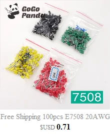 100 шт. E2508-E6012 16AWG провода обжимной контакт изолированный наконечник кабельный наконечник красочные E0508 1008 1508 7508 4012
