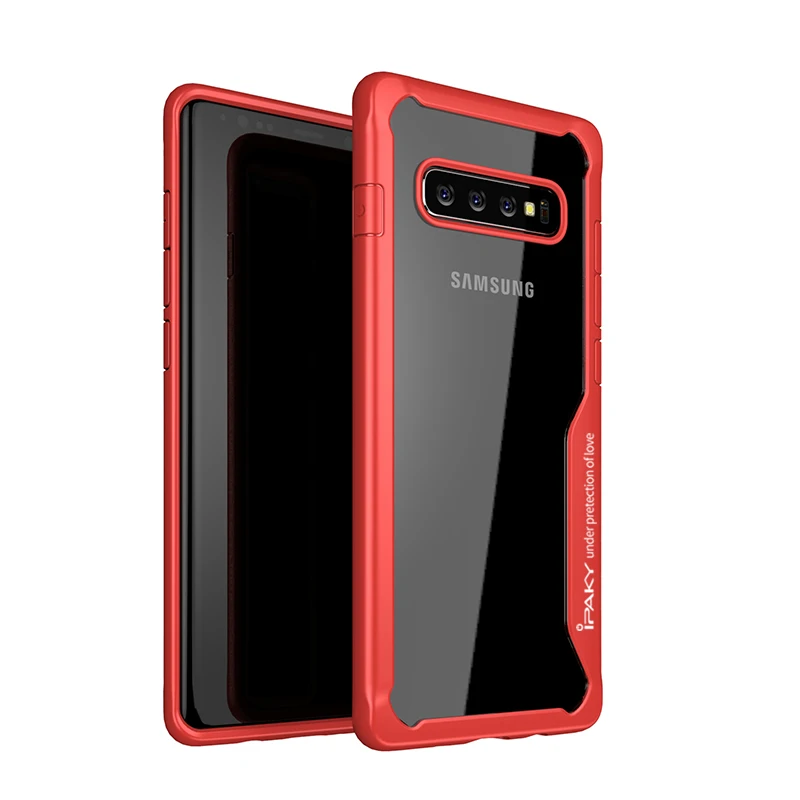 Red Чехол для samsung S 10 IPAKY противоударный чехол Роскошный прозрачный силикон ТПЭ+ PC чехол для телефона для samsung galaxy S10 PLUS 10E - Цвет: Red