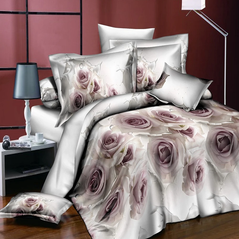 Flower 3D014 3D Постельное белье Роскошные розы с цветочным принтом 2/3 шт. Семейный комплект включает в себя одеяло, пододеяльник наволочка Для женщин девушки номер без комфорта кровать - Цвет: Flower 3D014