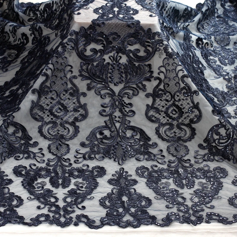 High quality off white/black/gold fashion wedding style sequins cord embroidered wedding/ evinging dress lace fabric by yard | Дом и сад