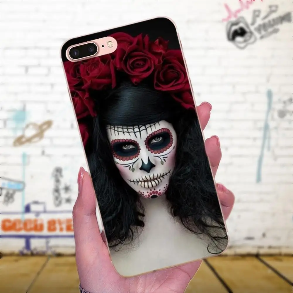 ТПУ чехол для мобильного телефона Catrina красивая Роза девушка череп искусство