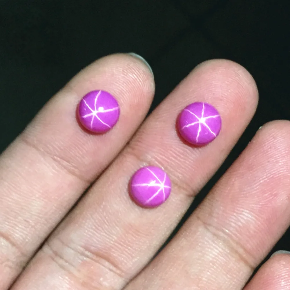 Круглые кабошоны со звездным Рубином гладкая полированная поверхность круглые