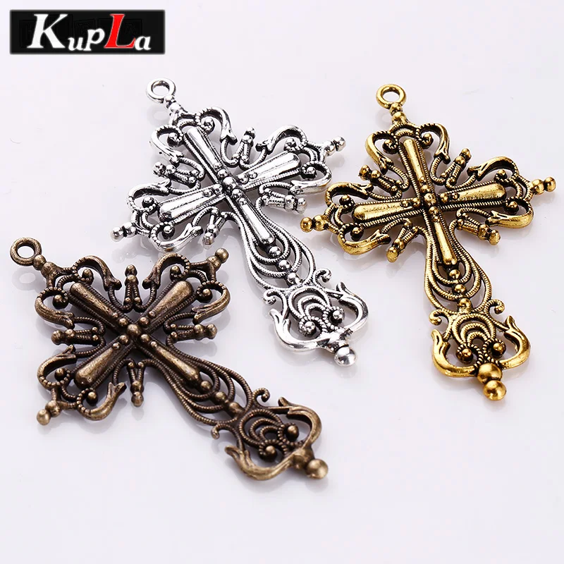 Винтажные металлические полые филигранные Религиозные Крест Подвески DIY