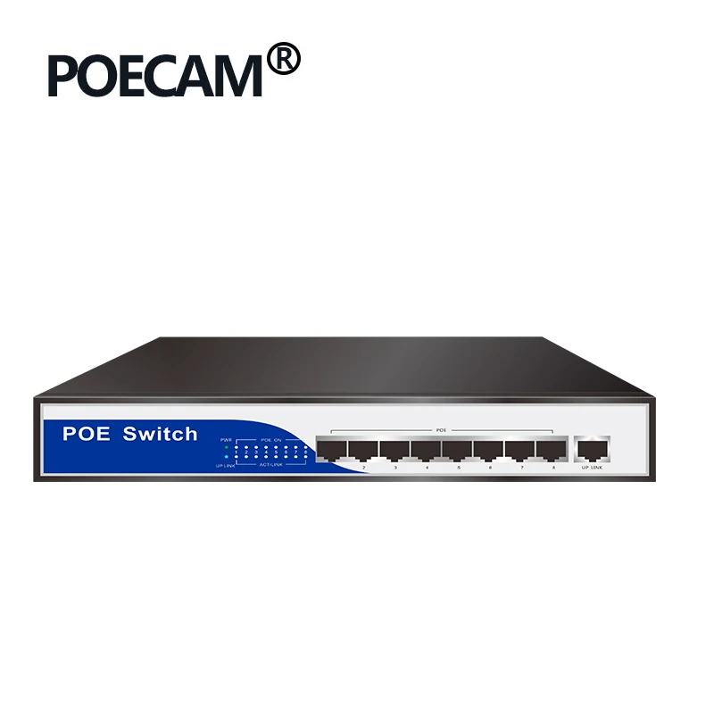 9 порт 10/100 Мбит/с коммутатор POE Switch 8 портов IEEE802.3af/на 50V3A 150 W Мощность питания для 1080