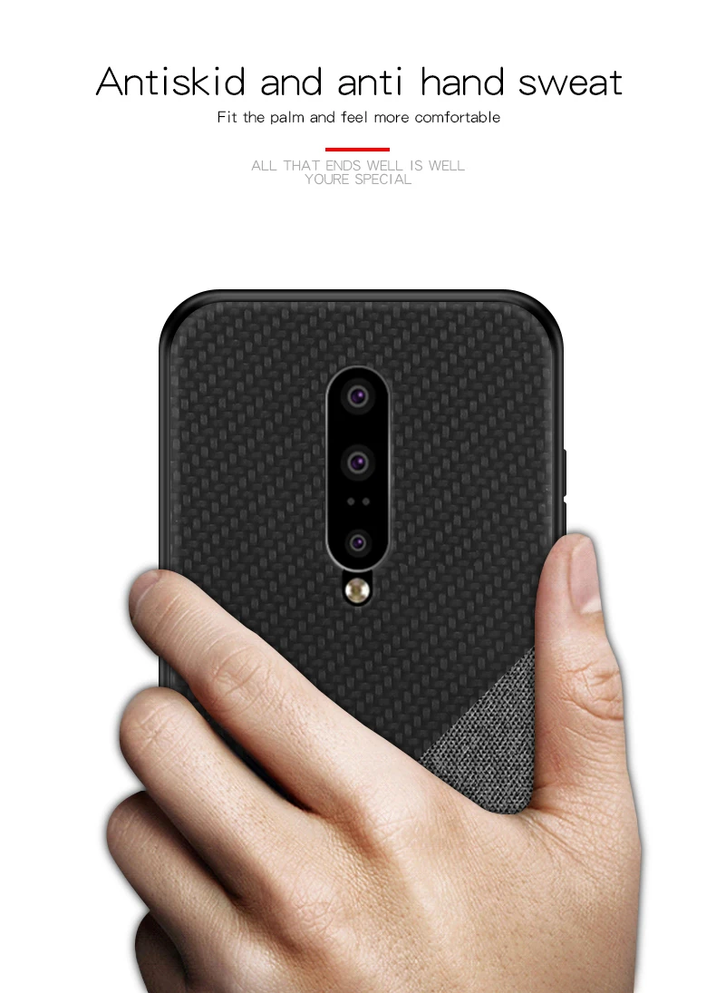 Чехол для OnePlus 7 Pro ПК ткань + силиконовая задняя крышка противоударный Тонкий