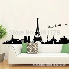 1 комплект 180*60 см виниловые наклейки для гостиной с надписью I Love Paris Эйфелева